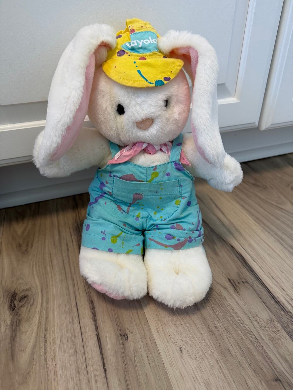 1990 Hallmark 14" Crayola Bunny Plush From The Heartline Collection Overalls
